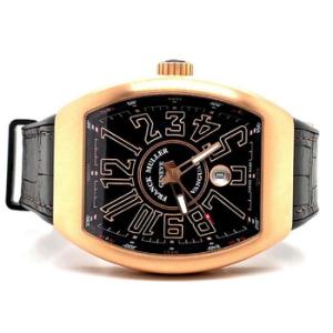 Preowned Franck Muller Vanguard Black Dial Watch 45SCGLDBRNGLD