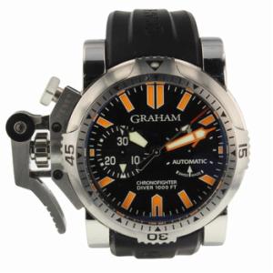 Preowned Graham Chronofighter Oversize Chronograph Automatic Black Dial Watch 2OVDIVAS.B02A.K10B