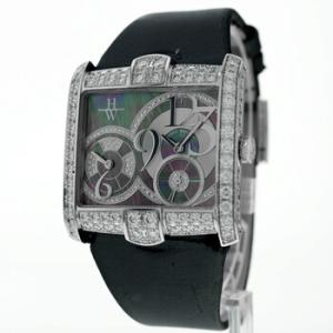 Preowned Harry Winston Avenue C Squared A2 GMT Diamond Dark Mother of Pearl Dial with Diamond Accents Dial Watch AVSQTZ38WW010