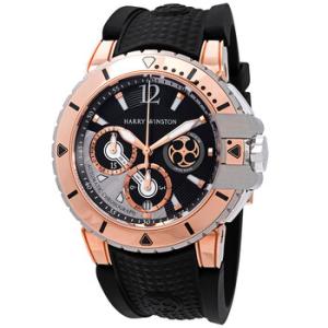 Preowned Harry Winston Ocean Diver Chronograph Black and Silver Dial Watch OCEACH44RZ005