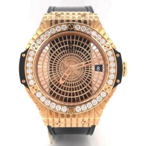Preowned Hublot Big Bang Caviar Diamond Gold Dial Watch 346.PX.0880.VR.1204