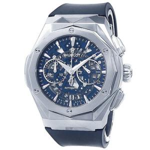 Preowned Hublot Classic Fusion Chronograph Blue Cut Out Dial Watch 525.NX.5170.RX.ORL21