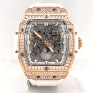 Preowned Hublot Spirit of Big Bang Moonphase Diamond Silvertone Dial Watch 647.OE.2080.RW.1604