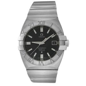 Preowned Omega Constellation Double Eagle Perpetual Quartz Black Dial Watch