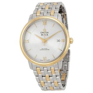 Preowned Omega DeVille Prestige Stainless Steel and 18kt Yellow Gold Silver Dial Watch