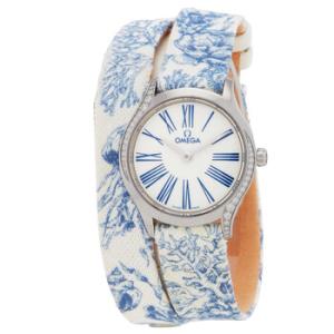 Preowned Omega De Ville Quartz Diamond White Dial Watch 428.17.26.60.04.001