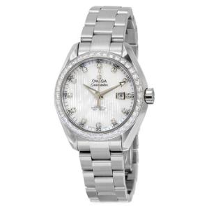 Preowned Omega Seamaster Aqua Terra Diamond White Mother of Pearl Dial Watch 231.15.34.20.55.001