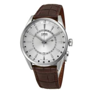 Preowned Oris Artix Pointer Moon Silver Dial Brown Leather Watch 76176914051LS