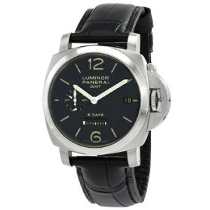 Preowned Panerai Luminor 1950 8 Days GMT Hand Wind DayNight Black Dial Watch PAM00233