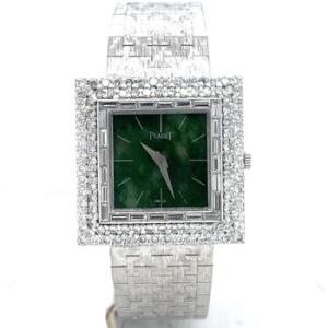 Preowned Piaget Vintage Hand Wind Diamond Green Dial Watch 9209A67