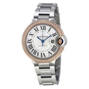 Preowned Preowned Cartier Ballon Bleu Silver Dial Stainless Steel Diamond Watch WE902080