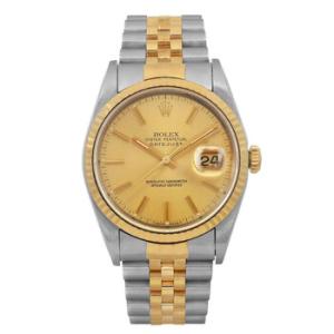 Preowned Rolex Datejust Automatic Chronometer Champagne Dial Watch 16233 CSJ