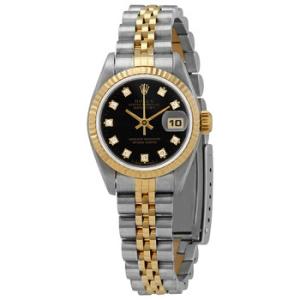 Preowned Rolex Datejust Automatic Diamond Black Dial Watch 69173BKDJ