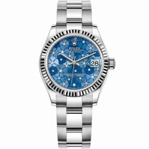 Preowned Rolex Datejust AzzurroBlue Floral Motif Diamond Dial Automatic Chronometer Watch