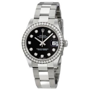 Preowned Rolex Datejust Lady 31 Diamond Black Dial Watch 178384BKDO