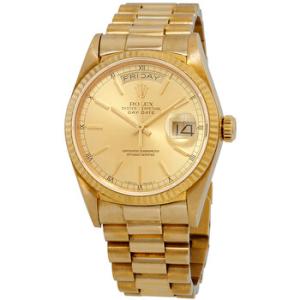 Preowned Rolex Daydate 18k Gold Presidential 18038 Champagne Watch