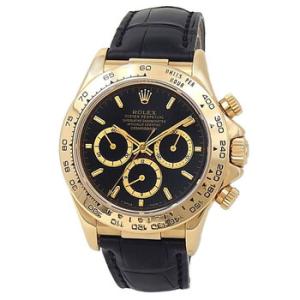 Preowned Rolex Daytona Chronograph Automatic Black Dial Watch 16518 BKSL
