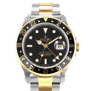 Preowned Rolex GMTMaster II GMT Automatic Chronometer Black Dial Watch 16713 BKSO