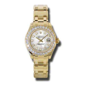 Preowned Rolex LadyDatejust Pearlmaster Diamond White Motherofpearl Dial Watch 80298MDDP