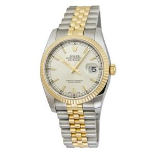 Preowned Rolex Oyster Perpetual Datejust 36 Silver Dial Stainless Steel and 18K Yellow Gold Jubilee Bracelet Automatic Watch 116233SSJ