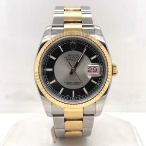Preowned Rolex Oyster Perpetual Datejust 36 Silver and black Dial Watch 116233BKSSO