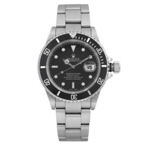 Preowned Rolex Submariner Automatic Chronometer Black Dial Watch 16610 BKSO