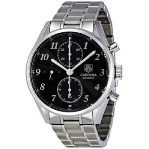 Preowned Tag Heuer Carrera Heritage Chronograph Black Dial Watch CAS2110.BA0730