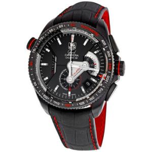 Preowned Tag Heuer Grand Carrera Chronograph Tachymeter Black Dial Watch CAV5185.FC6237