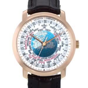 Preowned Vacheron Constantin Traditionnelle GMT Silver Lambert Projection world map Dial Watch 86060000R9640