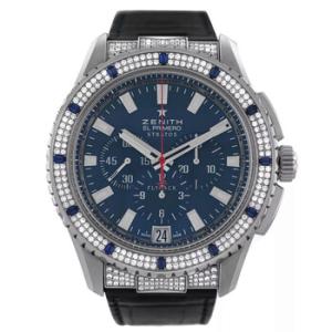 Preowned Zenith El Primero Stratos Flyback Chronograph Automatic Diamond Blue Dial Watch 16.2063.405