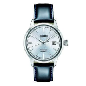 Presage Automatic Silver Dial Black Leather Watch SRPB43
