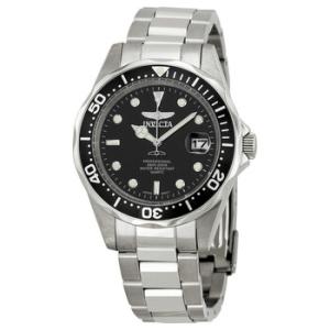 Pro Diver Black Dial Stainless Steel Watch