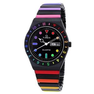 Q Rainbow Quartz Black Dial Expansion Band Watch TW2V65900