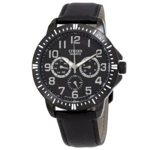 Quartz Black Dial Black Leather Watch AG831504E