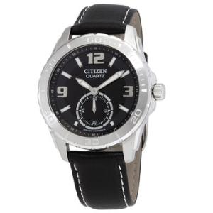 Quartz Black Dial Black Leather Watch AO301005E