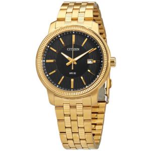 Quartz Black Dial Goldtone Watch BI108357E