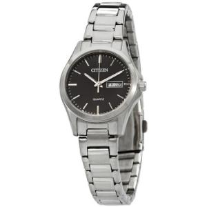 Quartz Black Dial Silvertone Watch EQ059181E