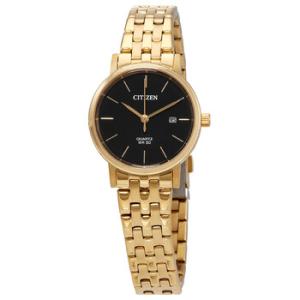 Quartz Black Dial Stainless Steel Goldtone Watch EU609259E