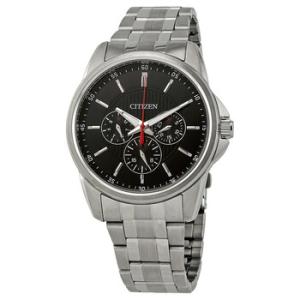 Quartz Black Dial Stainless Steel Watch AG834058E