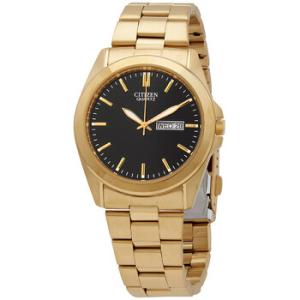 Quartz Black Dial Yellow Goldtone Watch BF058251F