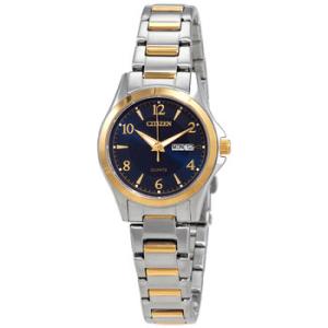 Quartz Blue Dial Twotone Watch EQ059555L