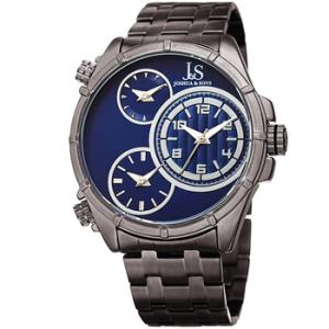 Quartz Blue Triple Time Zone Dial Watch JX128GNBU