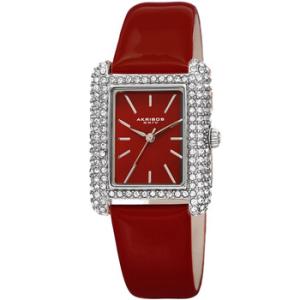 Quartz Crystal Red Dial Red Leather Watch AK1068RD
