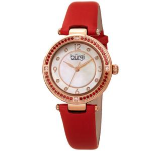 Quartz Crystal White Dial Red Satin Watch BUR251RD