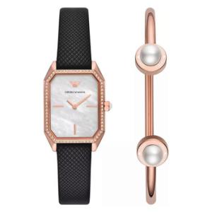 Quartz Crystal White Dial Watch and Bracelet Set AR80068SET