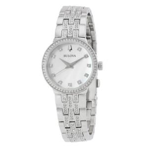 Quartz Crystal White Mother of Pearl Dial Watch and Necklace Set 96X163