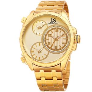 Quartz Gold Triple Time Dial Watch JX128YG