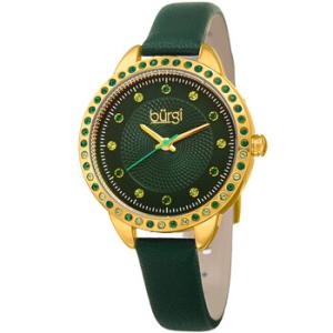 Quartz Green Dial Green Leather Watch BUR161YGGN