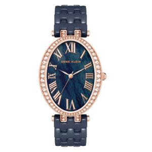 Quartz Oval Crystal Blue Dial Watch AK3900RGNV