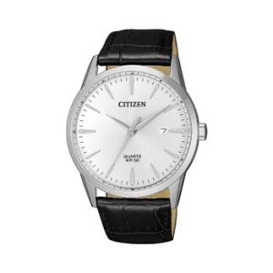 Quartz Silver Dial Black Leather Watch BI500010A